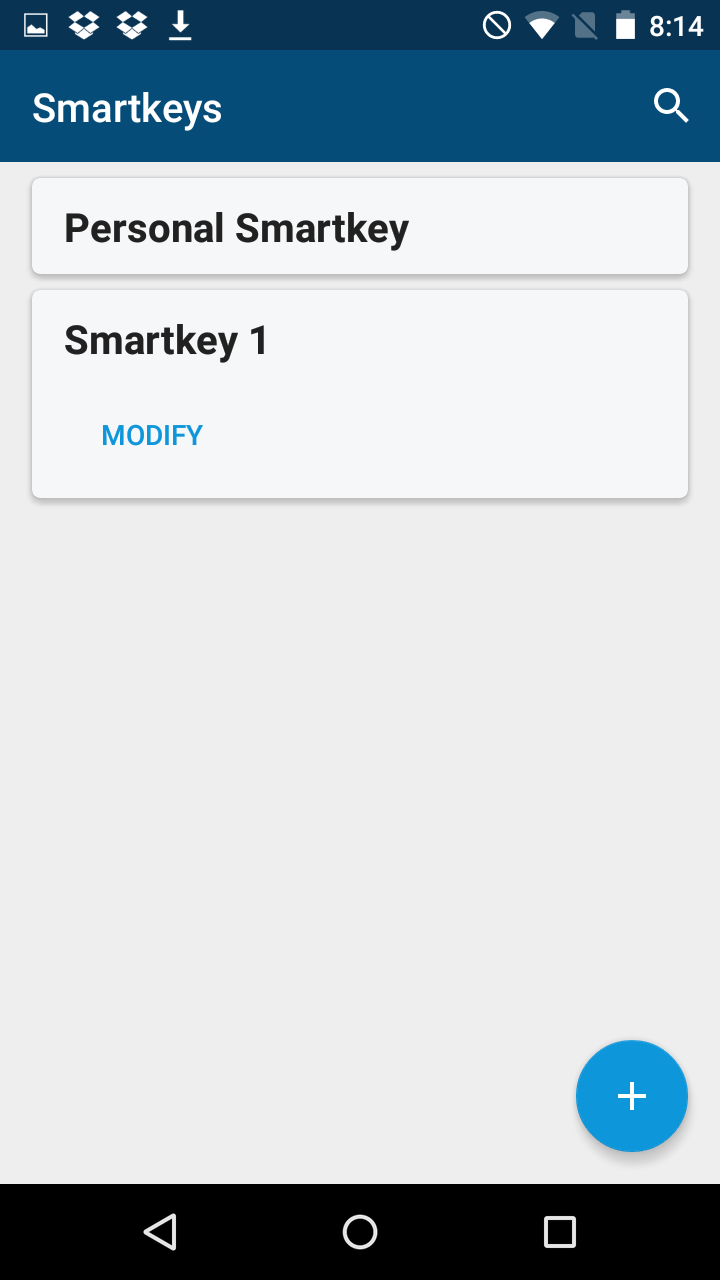 The newly created smartkey appears on the smartkey page