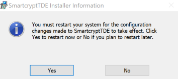 Restart Prompt is shown with user clicking yes