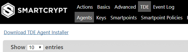 Down TDE Agent Option is shown to the end user