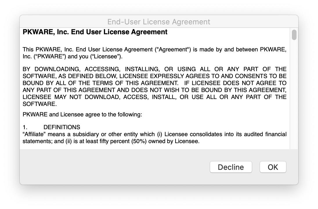 PKware end user license agreement