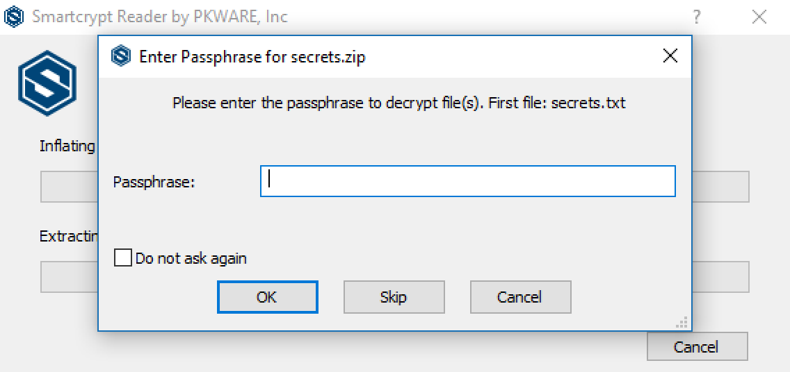 User prompt for passphrase