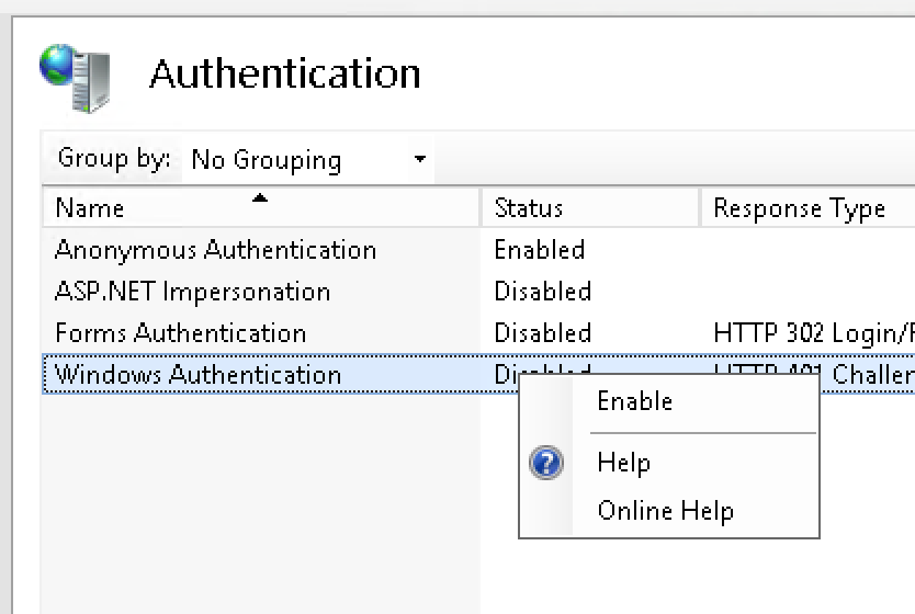 Windows Authentication - Enable