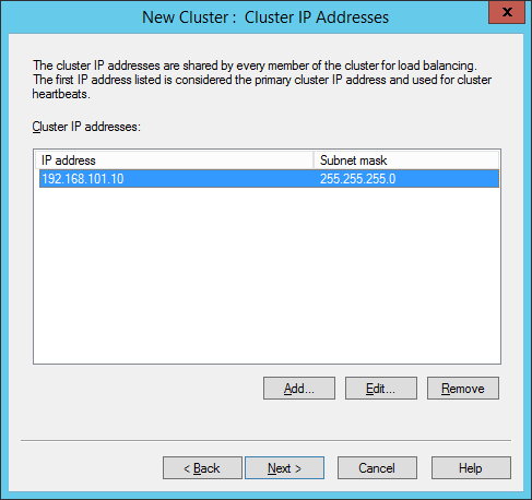Cluster IP address endpoint configuration