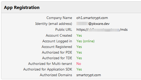 Application registration and authorization screen