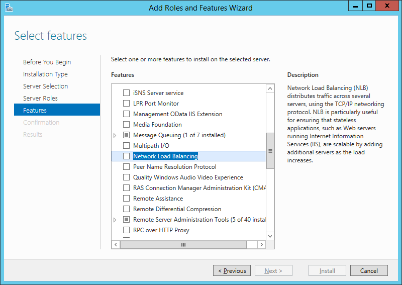 Windows server management roles and features wizard