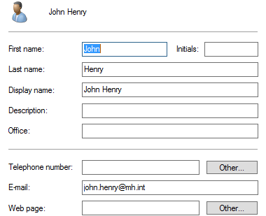 Active Directory user details tab