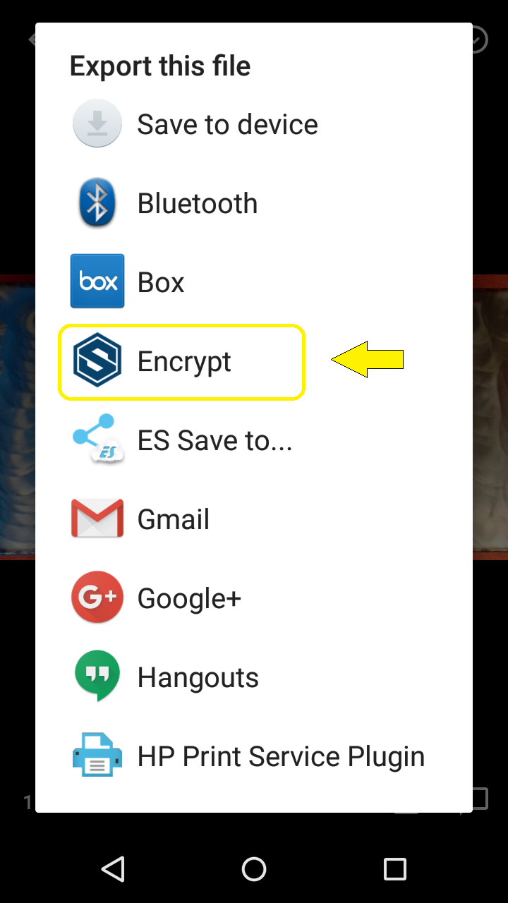 User clicks the encrypt option with the Smartcrypt logo
