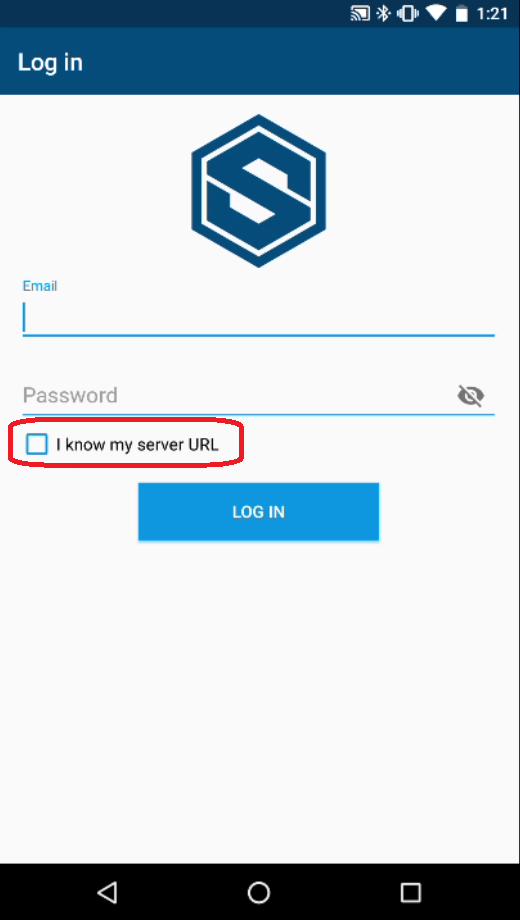 Mobile Manual Enterprise Manager URL Entry Screen