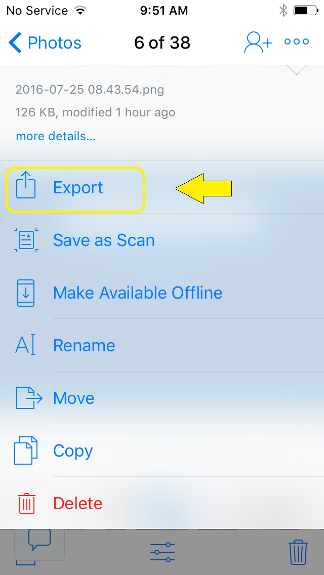 User Clicks the Export button 