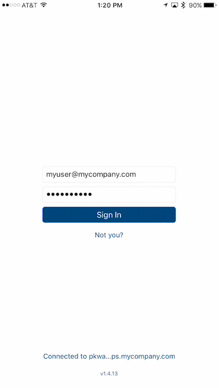 User enters account, password, and signs in
